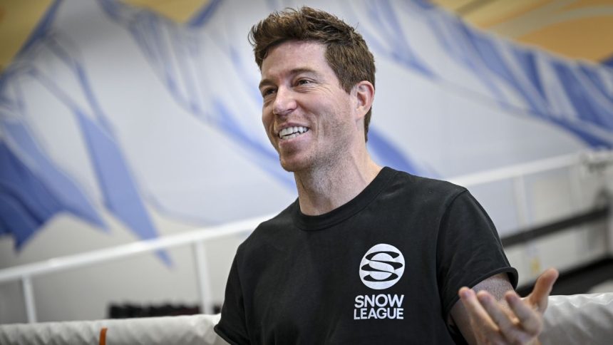 THORNTON, CO - MARCH 4: Shaun White speaks at SNÖBAHN Action Sports Center in Thornton, Colorado on Tuesday, March 4, 2025. (Photo by AAron Ontiveroz/The Denver Post)