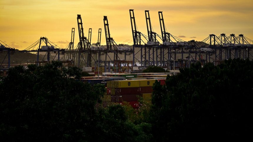 The Port of Balboa, managed by CK Hutchison Holdings, at the entrance to the Panama Canal in Panama City, on March 12, 2025