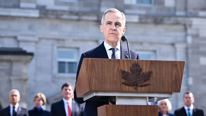 New Canadian Prime Minister Mark Carney addresses the media after being sworn in at Rideau Hall on March 14, 2025 in Ottawa, Ontario, Canada.