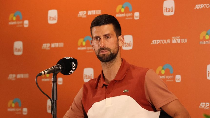 Djokovic speaks at a news conference at the Miami Open.