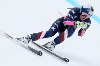 Lindsey Vonn of Team United States competes in the women's super-g during the STIFEL FIS World Cup Finals at Sun Valley Resort in Sun Valley, Idaho, on Sunday.