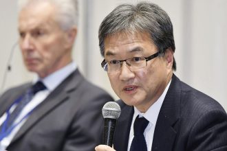 Joseph Yun speaks at a press conference in Tokyo on February 1, 2018.