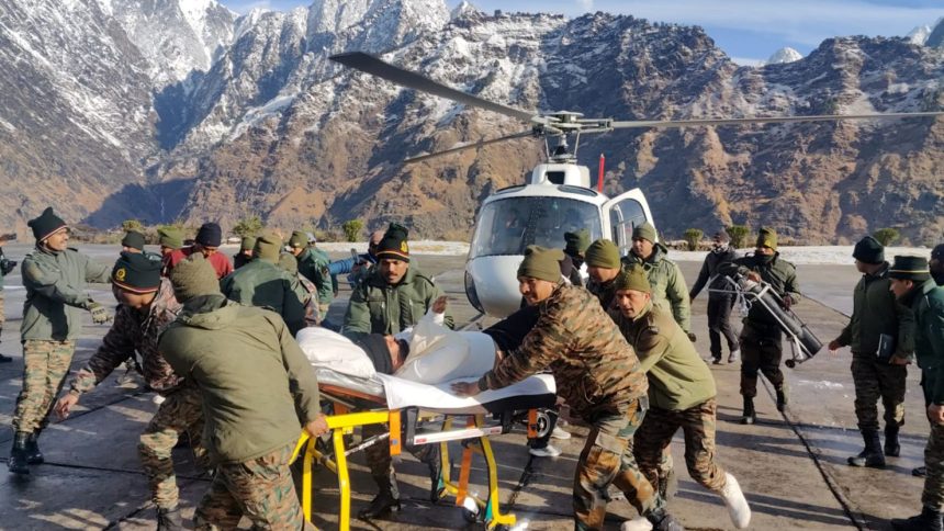 A survivor was airlifted to medical treatment after being rescued in the aftermath of the avalanche.