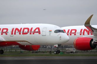 Two Air India aircraft on the tarmac on December 6, 2023.