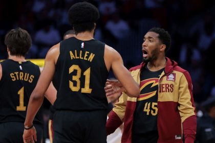 Cleveland guard Donovan Mitchell (No. 45) led the way for the Cavs as they booked their spot in the Eastern Conference semifinals.