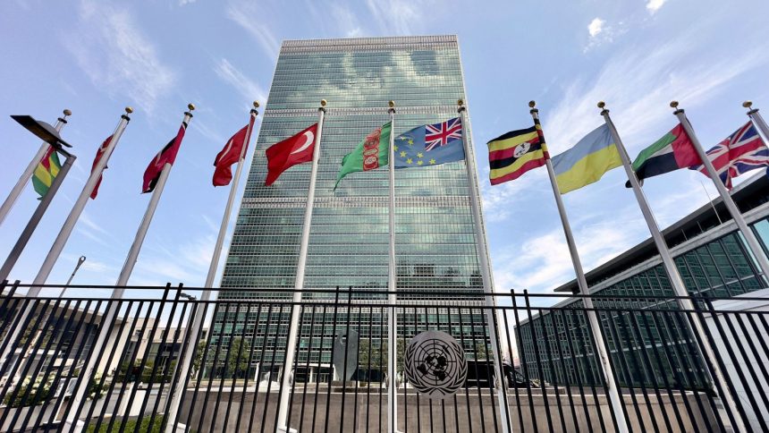 The United Nations headquarters building is pictured in New York on July 13, 2023. (Photo by Daniel SLIM / AFP) (Photo by DANIEL SLIM/AFP via Getty Images)