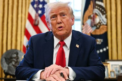 US President Donald Trump speaks to the press as he signs an executive order to create a US sovereign wealth fund, in the Oval Office of the White House on February 3, 2025, in Washington, DC.