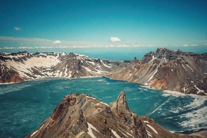 A view of Mount Paektu from the North Korean side of the mountain, taken in June 2017.