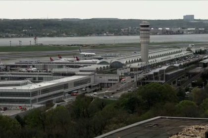 In this screengrab from video, Ronald Reagan Airport in Washington is seen on April 10.