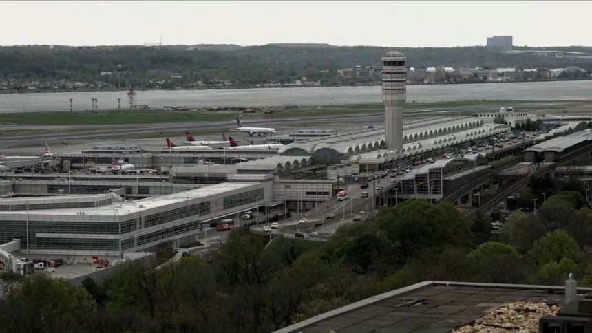 In this screengrab from video, Ronald Reagan Airport in Washington is seen on April 10.
