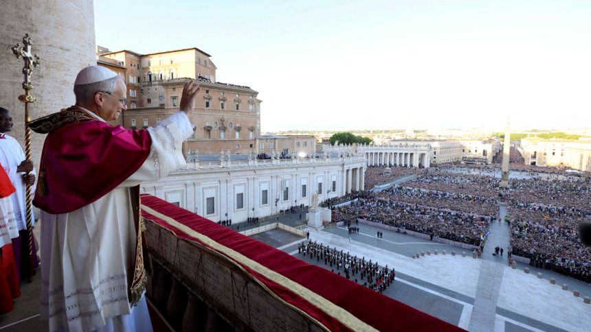 Newly elected Pope Leo XIV appears on the balcony of St. Peter's Basilica at the Vatican, May 8, 2025.