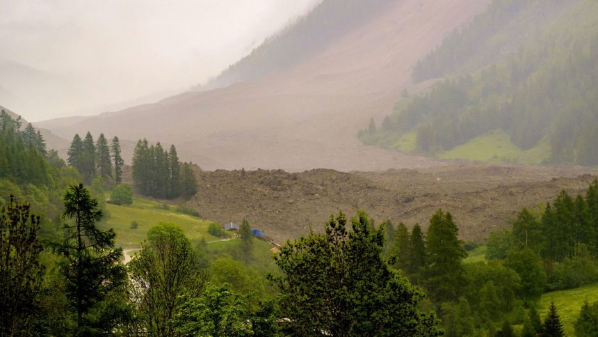 A deluge of ice, mud and rock buried part of the Swiss mountain village of Blatten on Wednesday May 28.