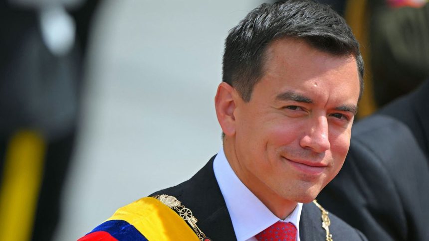 Ecuador's President Daniel Noboa leaves the National Assembly in Quito in May 2024.