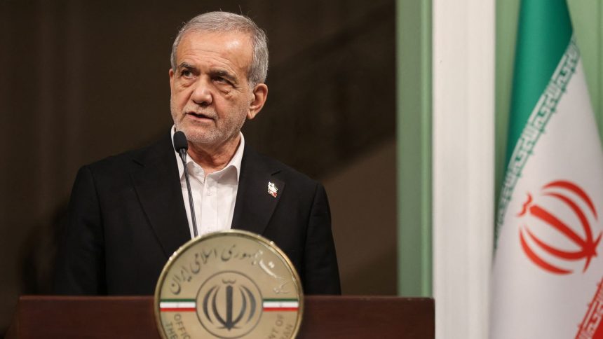 Iranian President Masoud Pezeshkian in Tehran, pictured on February 19, 2025.