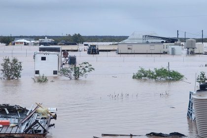 In a supplied image obtained on Thursday, March 27, 2025, flooding is seen after record rainfall in Adavale, Queensland. An outback town is being evacuated as widespread flooding impacted a sodden state, with no relief in sight.