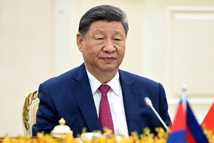 Chinese leader Xi Jinping attends a meeting at the Peace Palace in Phnom Penh during an overseas trip last month.