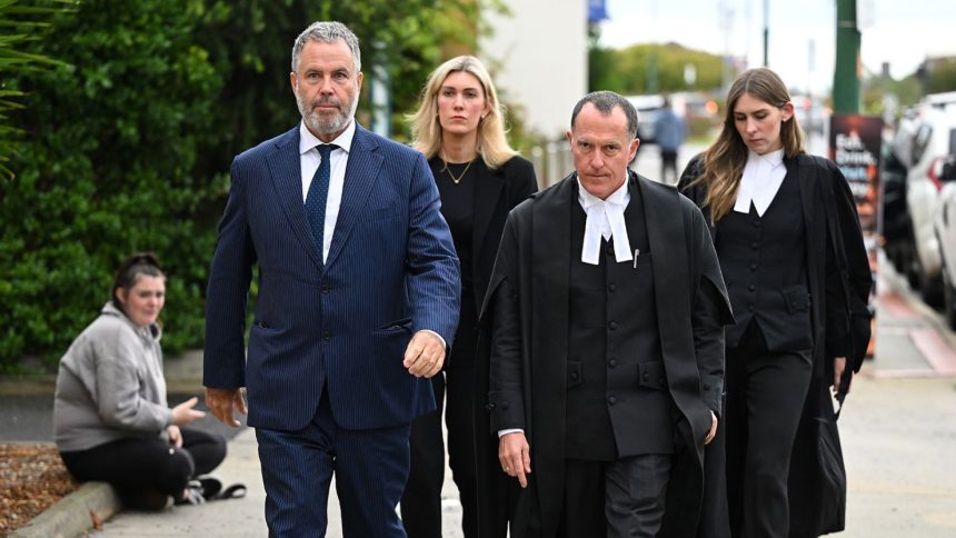 Erin Patterson’s legal team depart the Latrobe Valley Magistrates Court in Morwell, Victoria, Tuesday, April 29, 2025.