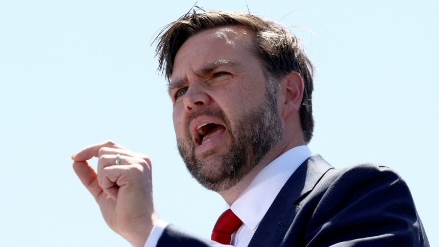 US Vice President JD Vance speaks during a tour of Nucor Steel Berkeley in Huger, South Carolina on May 1, 2025.