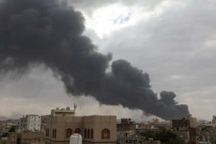 Smoke billows after an Israeli airstrike in Sanaa, Yemen on Tuesday.