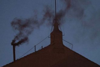 The black smoke indicates that cardinals have not yet elected a new pope.