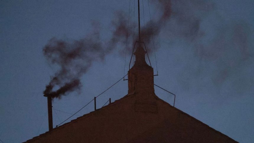 The black smoke indicates that cardinals have not yet elected a new pope.