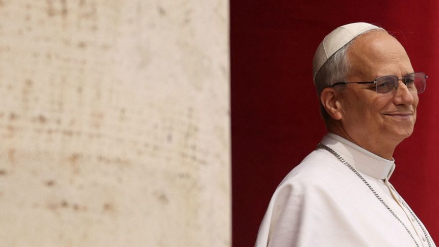 Pope Leo XIV leads a Regina Caeli prayer from the central balcony (Loggia delle Benedizioni) of St. Peter's Basilica, at the Vatican, May 11, 2025.