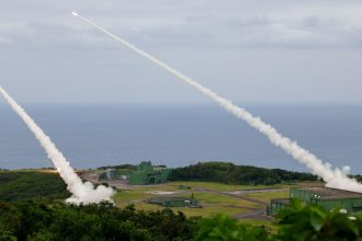 The Taiwanese military conducts its first High Mobility Artillery Rocket System (HIMARS) live-fire test launch at the Jiupeng base in Pingtung, Taiwan, on May 12, 2025. REUTERS/Ann Wang