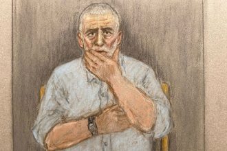 In this courtroom sketch, Peter Sullivan attends his Court of Appeal hearing at the Royal Courts of Justice in London on Tuesday.