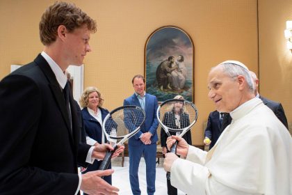 Italian tennis player Jannik Sinner met Pope Leo XIV at the Vatican on Wednesday.