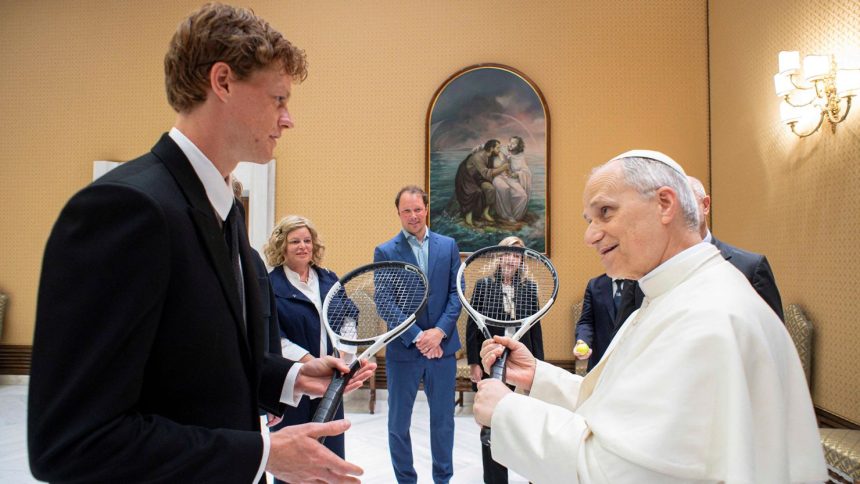 Italian tennis player Jannik Sinner met Pope Leo XIV at the Vatican on Wednesday.