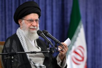 Iran's Supreme Leader Ayatollah Ali Khamenei speaks during a meeting in Tehran, Iran on Tuesday.