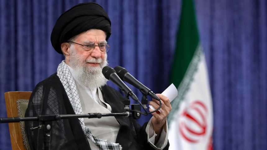 Iran's Supreme Leader Ayatollah Ali Khamenei speaks during a meeting in Tehran, Iran on Tuesday.
