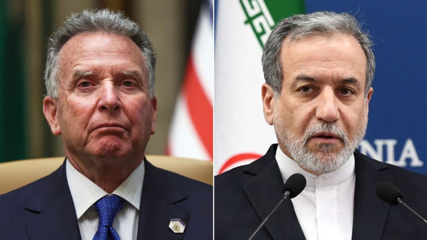 Middle East envoy Steve Witkoff, left, and Iranian Foreign Minister Abbas Araghchi.