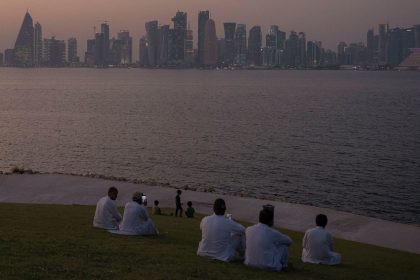 A view from MIA Park, overlooking the city skyline in Doha, Qatar.