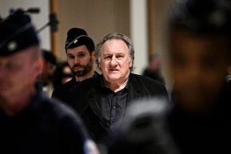 Gérard Depardieu leaves the Paris criminal court on March 24, 2025.