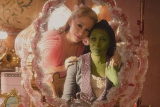Ariana Grande (left) and Cynthia Erivo (right) in a scene from "Wicked," a 2024 movie shot in the United Kingdom.