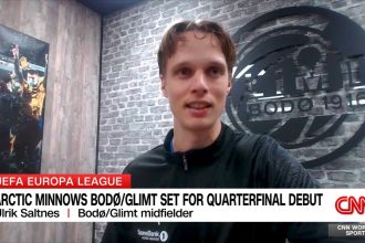 Norwegian club Bodø/Glimt face Lazio in UEFA Europa League quarterfinals. Ahead of the first leg, CNN's Patrick Snell speaks with midfielder Ulrik Saltnes.