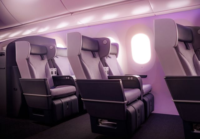 Air New Zealand's redesigned 787-9 Dreamliner: This is what the Premium Economy seats look like on Air New Zealand's newly unveiled retrofitted aircraft.