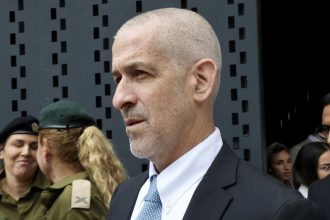 Ronen Bar, chief of Israel's domestic Shin Bet security agency, attends a ceremony at Jerusalem's Mount Herzl military cemetery, on May 13.