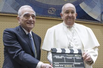 Martin Scorsese, left, and Pope Francis.
