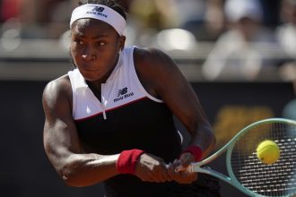 Coco Gauff booked her spot in the Italian Open quarterfinals with a dominant victory over Emma Raducanu.