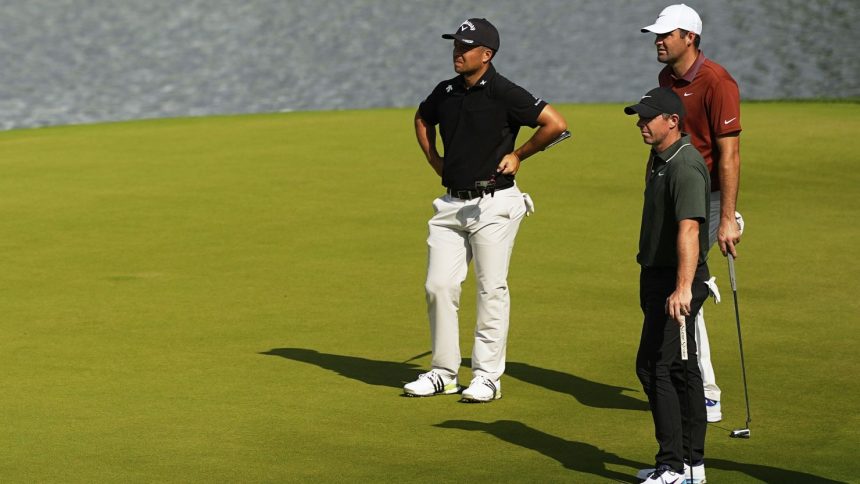 The group of Scottie Scheffler, Rory McIlroy and Xander Schauffele headlined the opening round of the 2025 PGA Championship on Thursday at Quail Hollow Club.