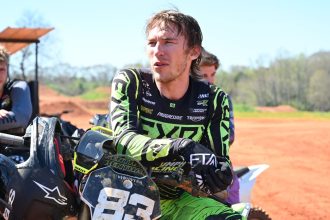Austin Forkner takes a breather during a training session at Triumph Racing America's HQ in Georgia.
