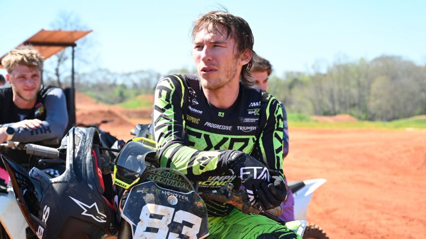 Austin Forkner takes a breather during a training session at Triumph Racing America's HQ in Georgia.