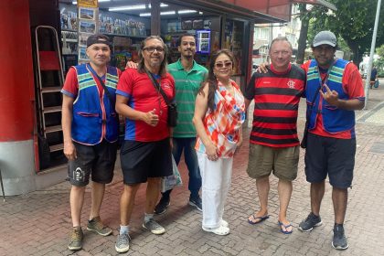 Army veteran Christopher Boris and his wife Maria Jesus, pictured with friends, moved from Maryland to Brazil last year after struggling with the high cost of life in the United States.