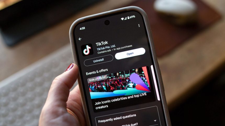 TikTok is seen in the app store of a Google Pixel on January 8.