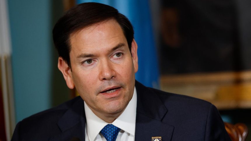 Secretary of State Marco Rubio delivers remarks during a a Declaration of Principles signing ceremony with Democratic Republic of the Congo Foreign Minister Thérèse Kayikwamba Wagner and Rwandan Foreign Minister Olivier Nduhungirehe at the State Department on April 25, in Washington, DC.