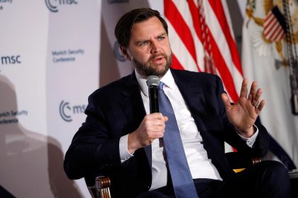 Vice President JD Vance delivers remarks to the Munich Leaders Meeting, hosted by the Munich Security Conference, at the Willard Hotel on May 7 in Washington, DC.