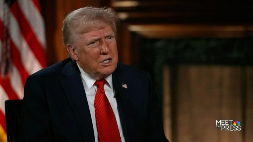 This still from video shows President Donald Trump during an interview with NBC News’ Kristen Welker in a Sunday show exclusive interview on Meet the Press on May 4. The interview took place on Friday, May 2.