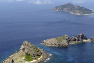 File photo taken in September 2012 shows the Senkaku Islands, which China calls the Diaoyu, in the East China Sea.